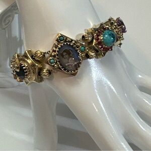 14k Gold Multi Stone Slide Bracelet in the Victorian Style